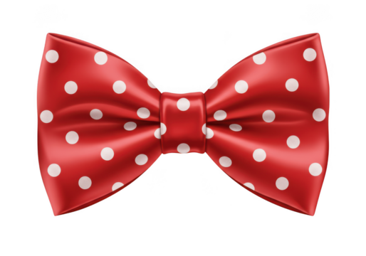 Classic red polka dot bow tie isolated on transparent background