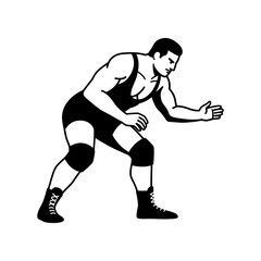 Naklejka premium Wrestler vector artwork of an athletic male in action stance ready for a wrestling match