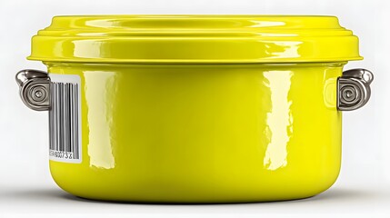 Bright Yellow Food Storage Container with Lid and Silver Locking Clips