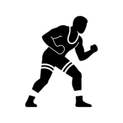 Wrestler vector artwork of a stylized solid black figure in fighting pose