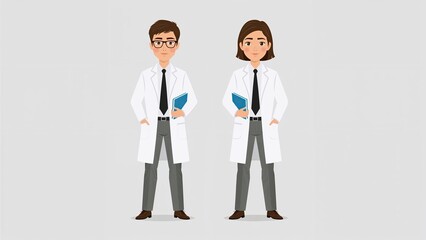 Cartoon Scientists Standing Together