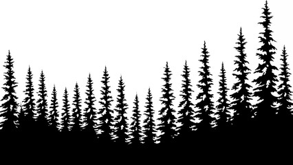 Alpine Forest Treeline Vector with Gradient Background &ndash; Scenic Nature Art