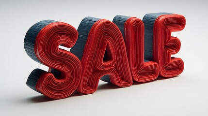 Bold Red Sale Sign in Block Letter Style on White Background for Promotional Marketing