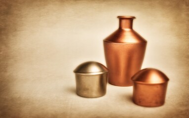 Still life with vintage metal objects