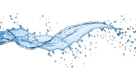 Dynamic Water Splash with Droplets Against a Clean White Background