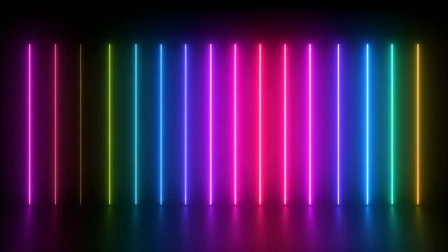 Rainbow vertical neon bars