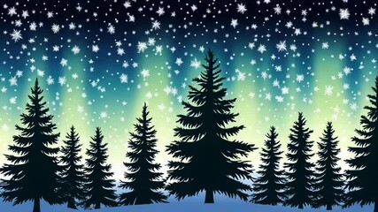 Aurora borealis forest background - Powered by Adobe