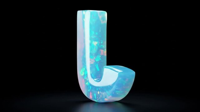 Illuminated 3D J Letter With Colorful Splash Effects on Black Background