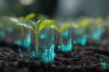 Growing plant with data overlay
