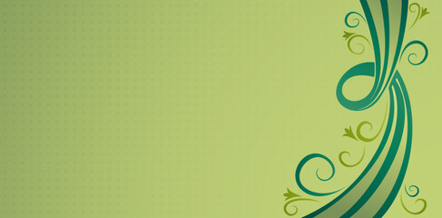 Obraz premium Green floral background with swirls and place for your text or abstract floral background with copy space for banner, poster, presentation slides, business card, abstraction creative website templates