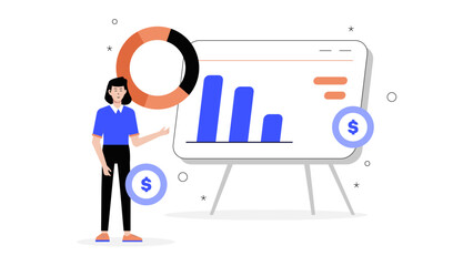 Business Analyst Explaining Product Cost Structure Flat Vector Illustration
