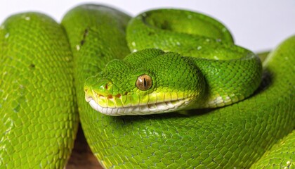 Fototapeta premium Close-up of a vibrant green snake