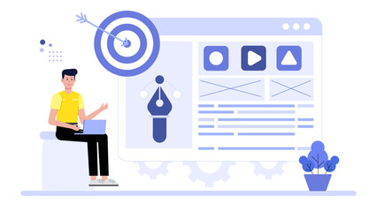 Creative Team Testing Visual for Branding Campaign, Flat Vector Illustration