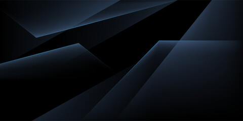 Modern black and blue abstract background. Minimalist. Color gradient. Dark. Geometric shapes. 3D effect. Lines, stripes, triangles.