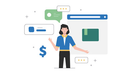 Entrepreneur Launching Preorder Campaign Online, Flat Vector Illustration