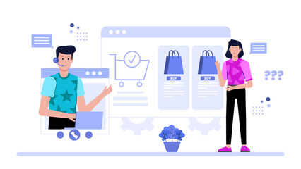 Obraz premium Customer Support Handling Review Escalations Flat Vector Illustration