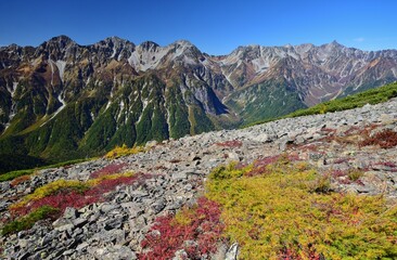 蝶ヶ岳から望む穂高連峰と槍ヶ岳