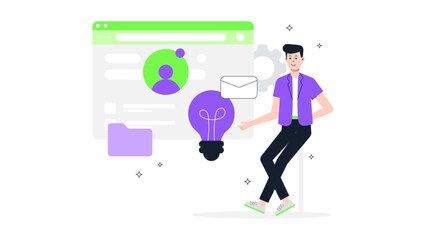Employees Sharing Project Status via Chat Integration Flat Vector Illustration