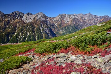 蝶ヶ岳から望む穂高連峰と槍ヶ岳