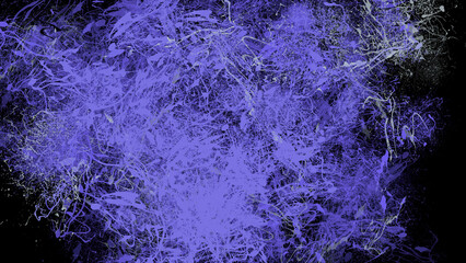 Obraz premium 紫色のインクの飛沫とノイズが混ざり合う、クールで退廃的なグランジ・アートワーク。 