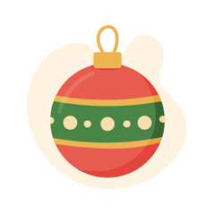 Christmas ornament in red and green with classic pattern, ornament drawn in clean vector style, ornament perfect for seasonal design, 