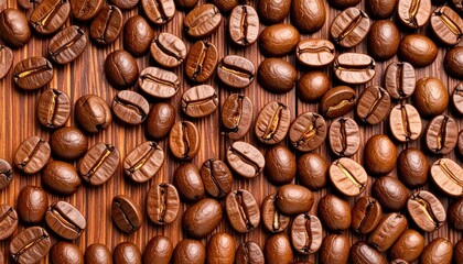Fototapeta premium Coffee beans on wood background