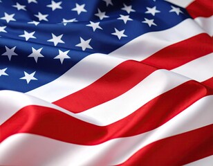 Close-up of an American flag, rippled fabric