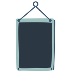 Stylish chalkboard with blue frame and soft blue shadow, perfect for creative user interface elements, school designs, or fun notes.