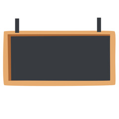 Modern blackboard with orange frame and black clips, in flat style, great for education, signage, menus, or planner visuals. © Art
