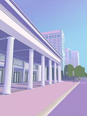 Elegant architecture in a pastel city