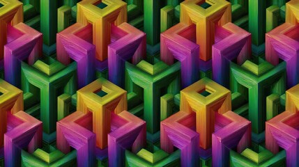 Colorful 3D interlocking geometric shapes