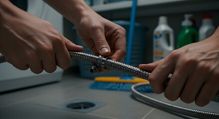 Connecting Flexible Hose with Metal Clamp by Hands
