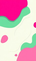 Abstract flowing shapes in pink and green