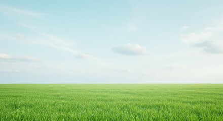 Green Grass Field Under Light Blue Sky Natural Landscape