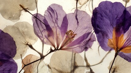 Pressed flowers, delicate and vibrant
