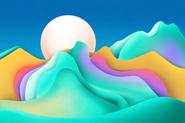 Abstract colorful mountain landscape at daytime