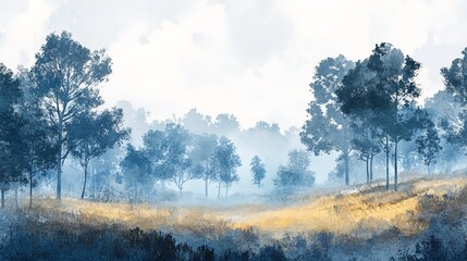 Winter sunrise over frosty landscape nature scene snowy trees peaceful environment serene viewpoint tranquil concept