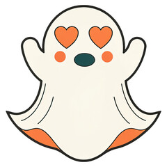 Obraz premium Ghost hug beyond the embrace concept. Cute ghost illustration with heart eyes and a friendly expression.