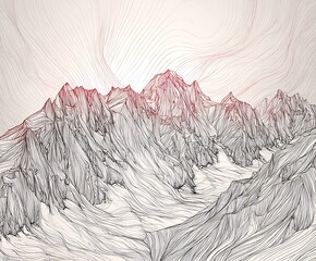 Line art abstract mountain range drawing