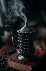 Smoking pot upon an ancient book