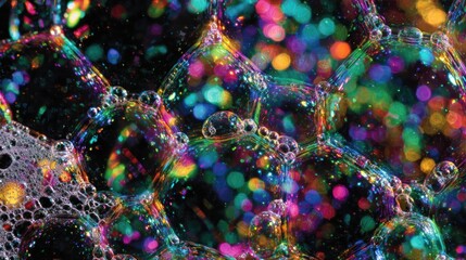 Colorful soap bubbles with bokeh