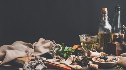 Still life with glass and bottles
