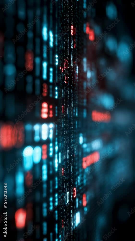 Aufkleber Complex algorithms process vast amounts of information, represented by flowing binary code, creating a dynamic visualization of data transfer in cyberspace