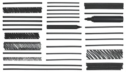 Collection of black marker strokes