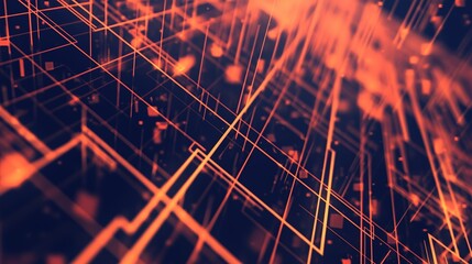 Abstract Orange Digital Grid Pattern Background Design Element