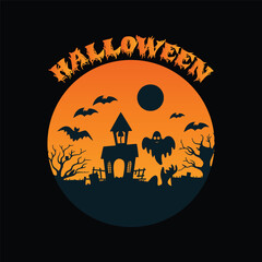 halloween vactor with haunted house