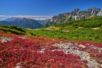 蝶ヶ岳から望む穂高連峰と槍ヶ岳