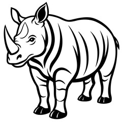 Fototapeta premium A fierce black and white rhinoceros standing proudly silhouette