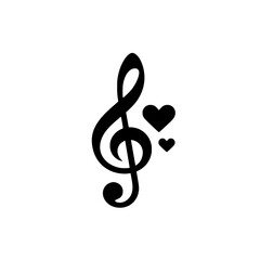Fototapeta premium Treble clef with heart symbol icon representing love for classical music and emotional performance