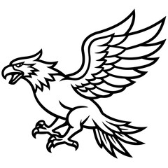 Obraz premium Majestic griffin with open wings and sharp talons silhouette